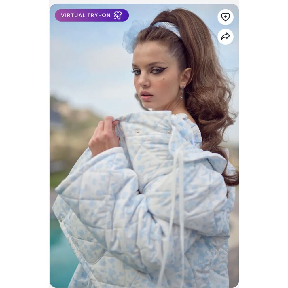 Selkie Light Blue Quilted Puffer Jacket